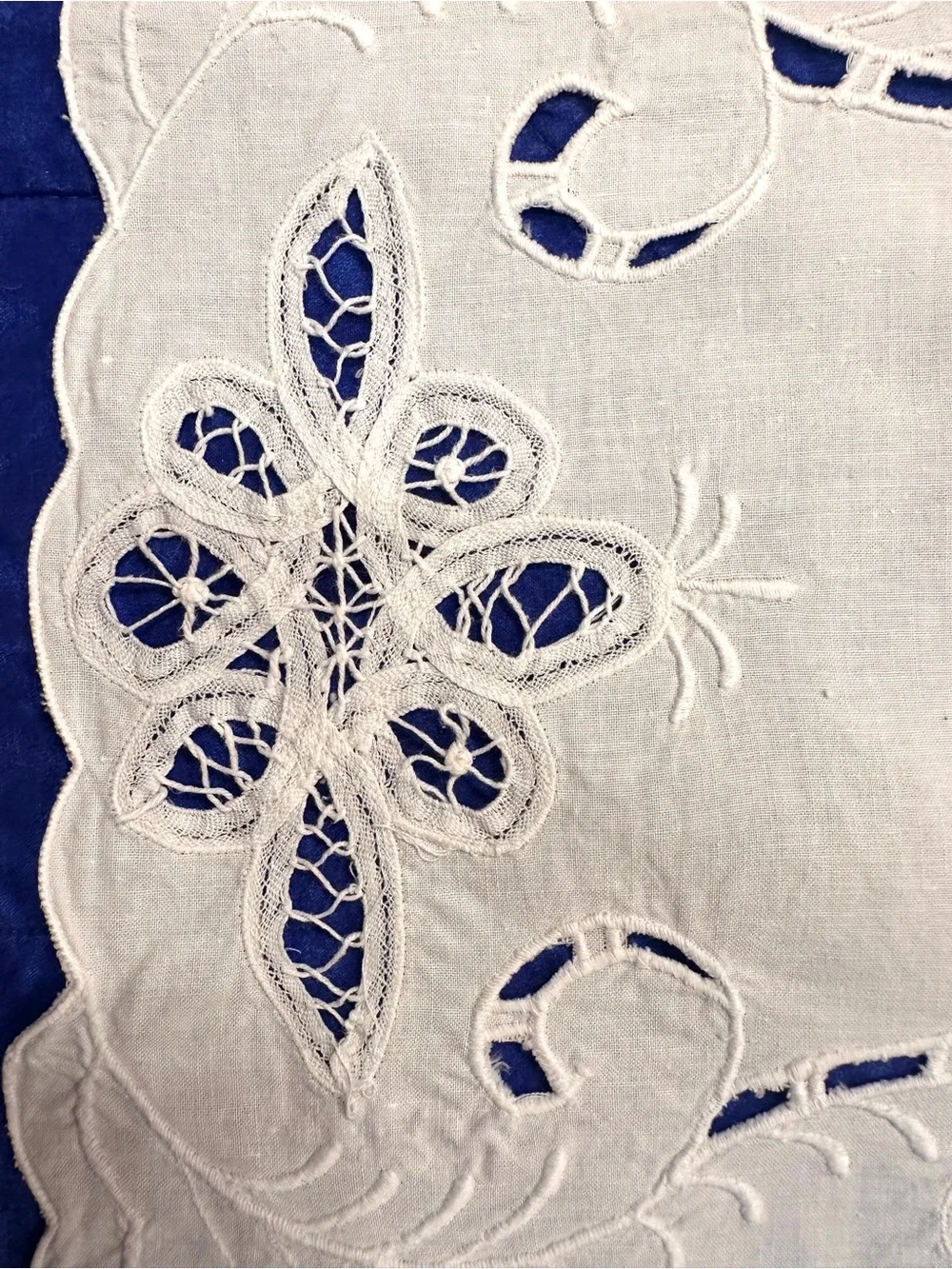 VTG Battenburg Hand Cutwork Needle Lace Embroidery Cotton White 8 Placemats